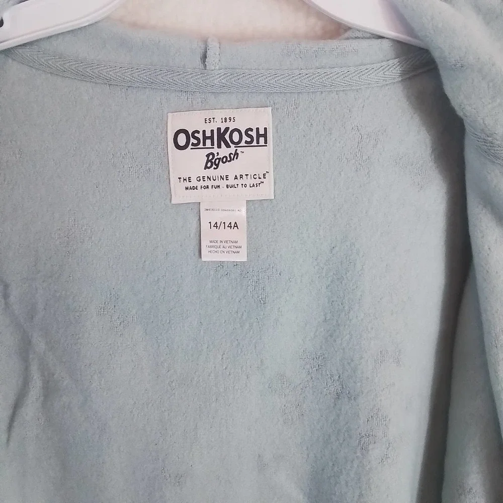 OshKosh Fleece Lined Full Zip Hoodie Girls Size‎ 14 in Green w/ Butterfly Theme